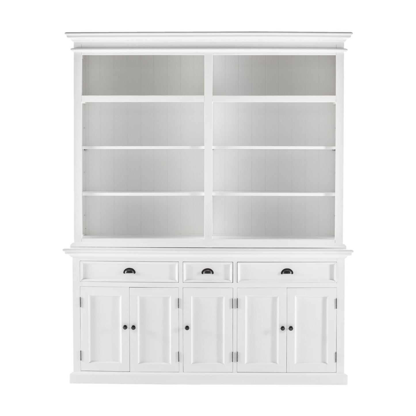 87" White Solid Wood Four Tier Bookcase
