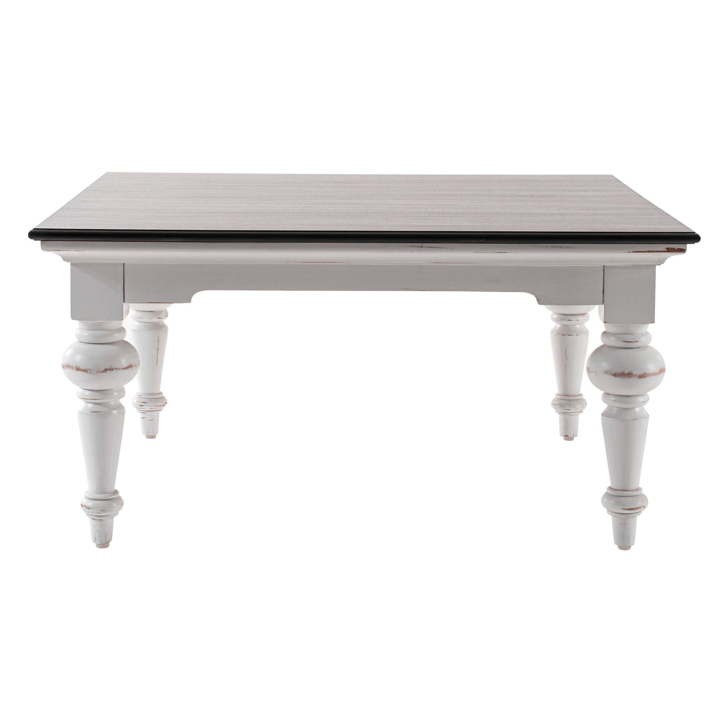 39" Classic White And Brown Manufactured Wood And Solid Wood Square Coffee Table