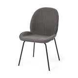 Set Of Two Gray And Black Upholstered Fabric Side Chairs