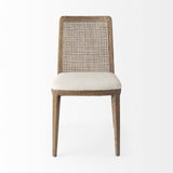 Set Of Two Cream And Brown Upholstered Fabric Cross Back Side Chairs
