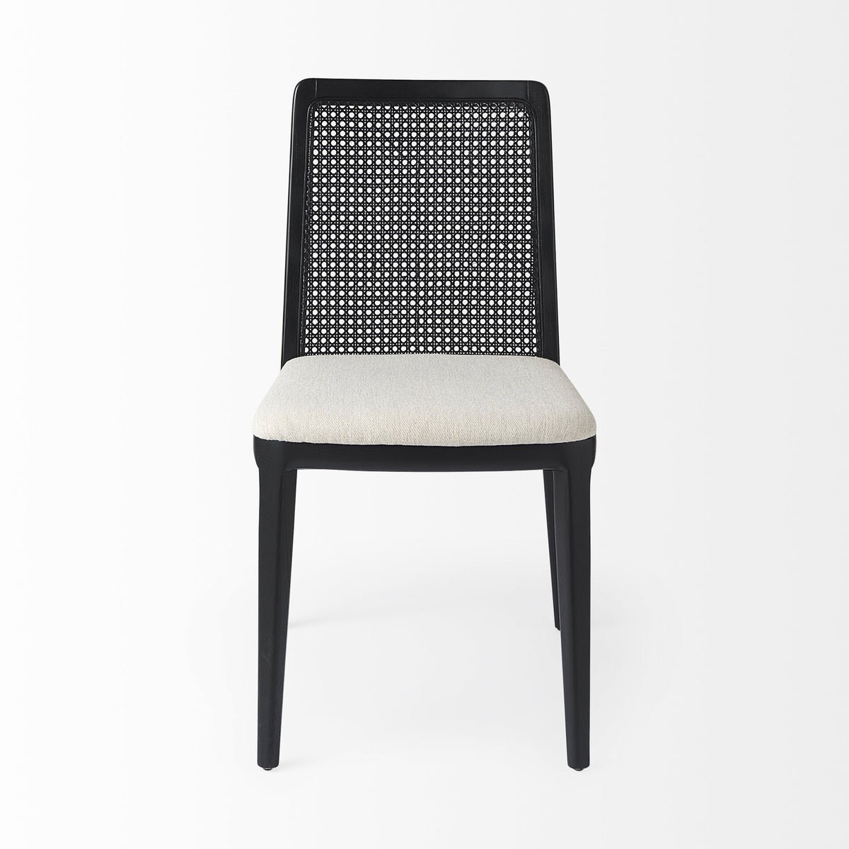 Set Of Two Black Upholstered Fabric Cross Back Side Chairs