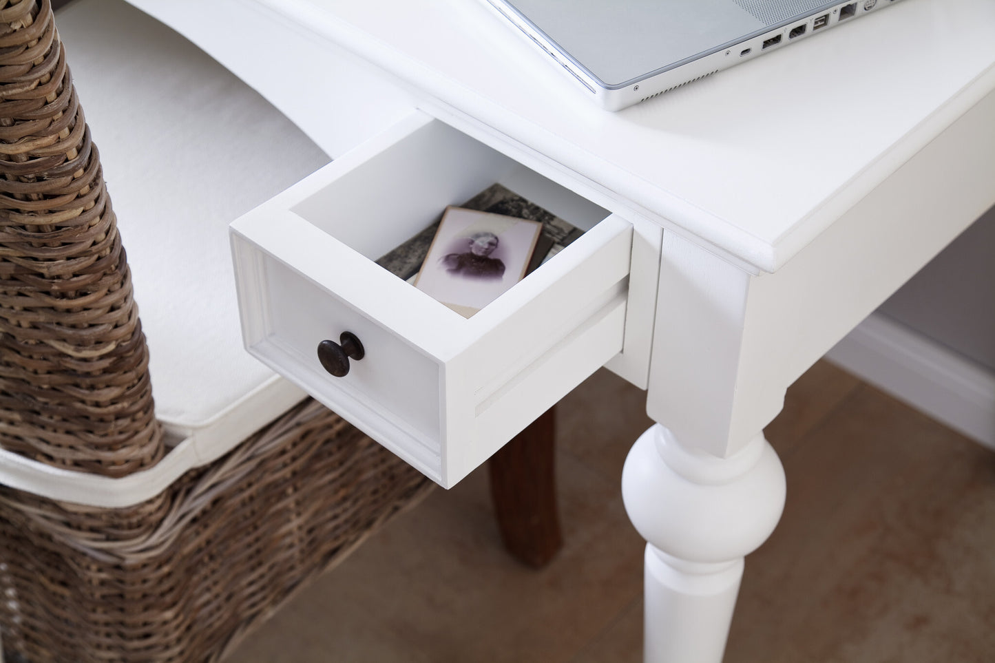 47" White Computer Desk With Two Drawers