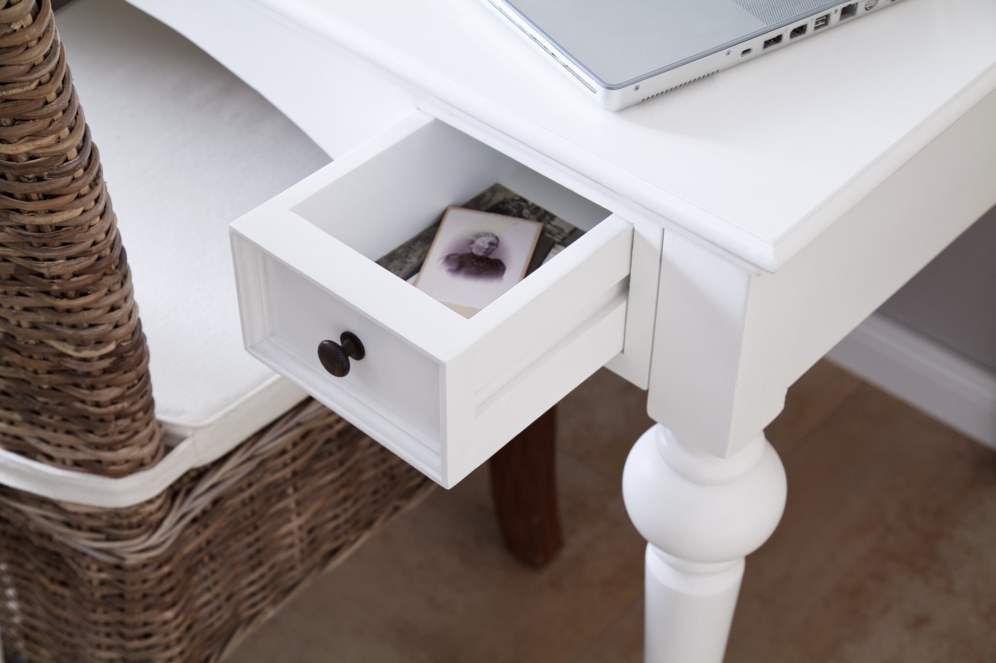 47" White Computer Desk With Two Drawers