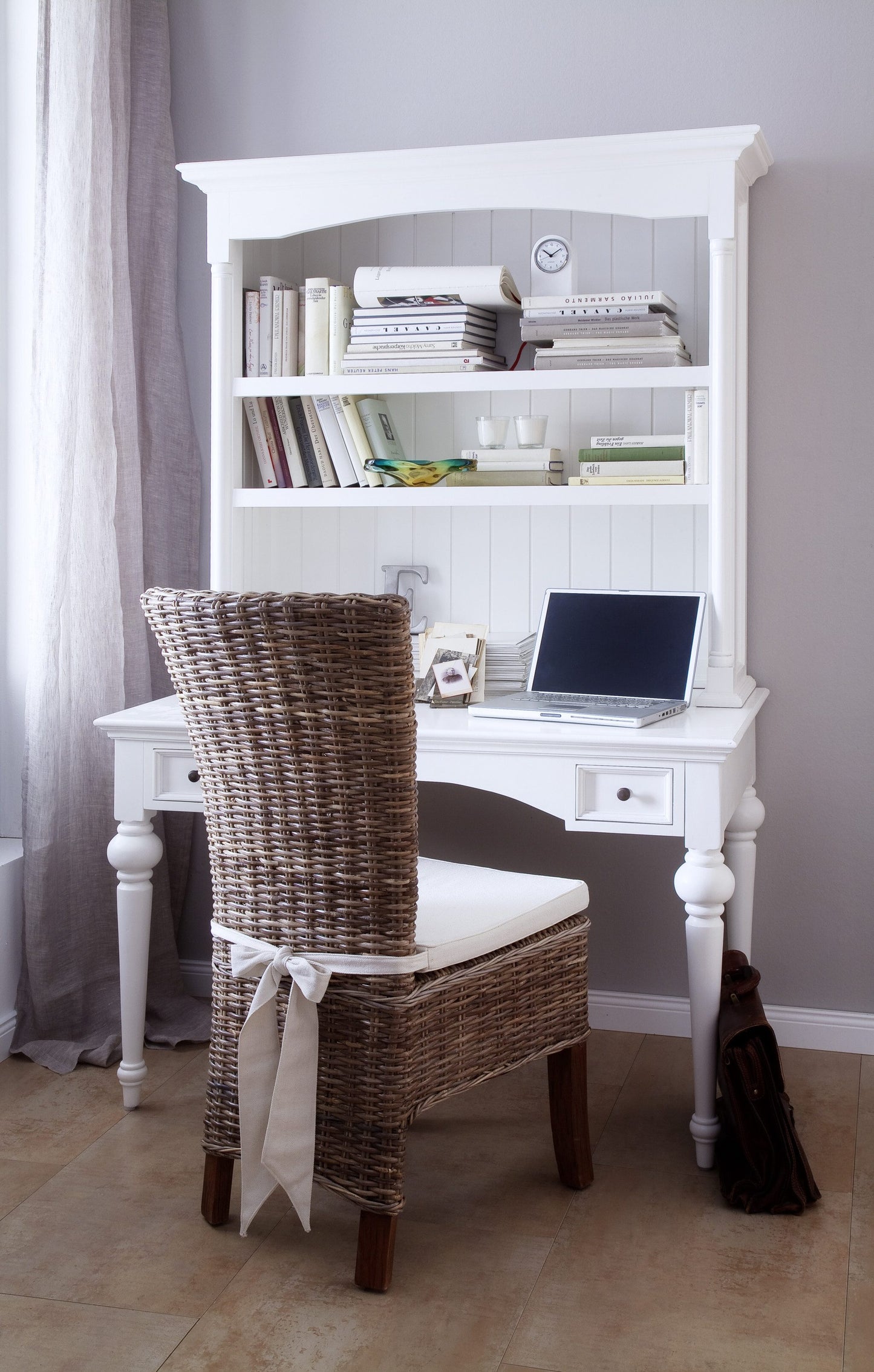 47" White Computer Desk With Two Drawers