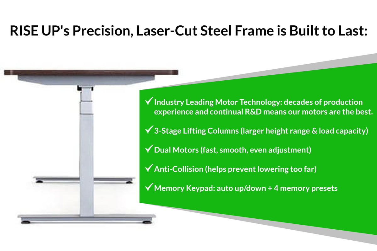 30" Adjustable Brown and Gray Stainless Steel Computer Desk