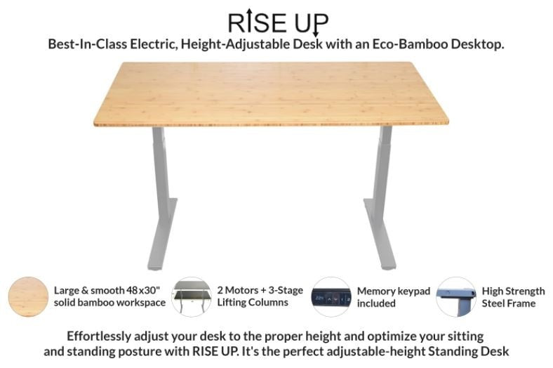 30" Adjustable Brown and Gray Stainless Steel Computer Desk