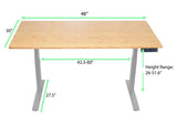 30" Adjustable Brown and Gray Stainless Steel Computer Desk