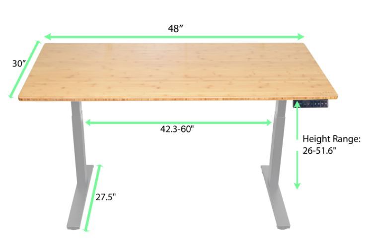 30" Adjustable Brown and Gray Stainless Steel Computer Desk