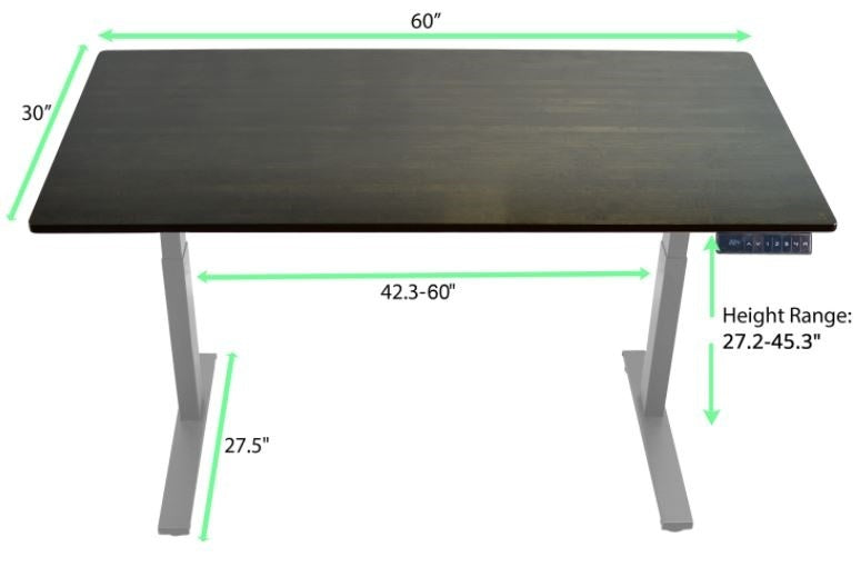 Gray and Black 45" Bamboo Dual Motor Electric Office Adjustable Computer Desk
