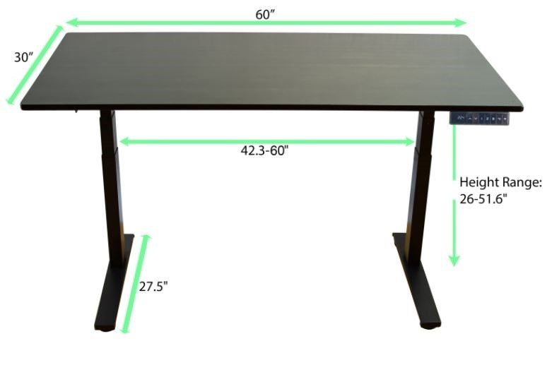 Black on Black 52" Bamboo Dual Motor Electric Office Adjustable Computer Desk