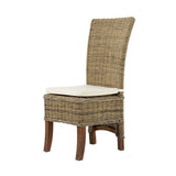 Set of Two Cream And Natural Rattan Dining Parsons Chairs - Qty 6
