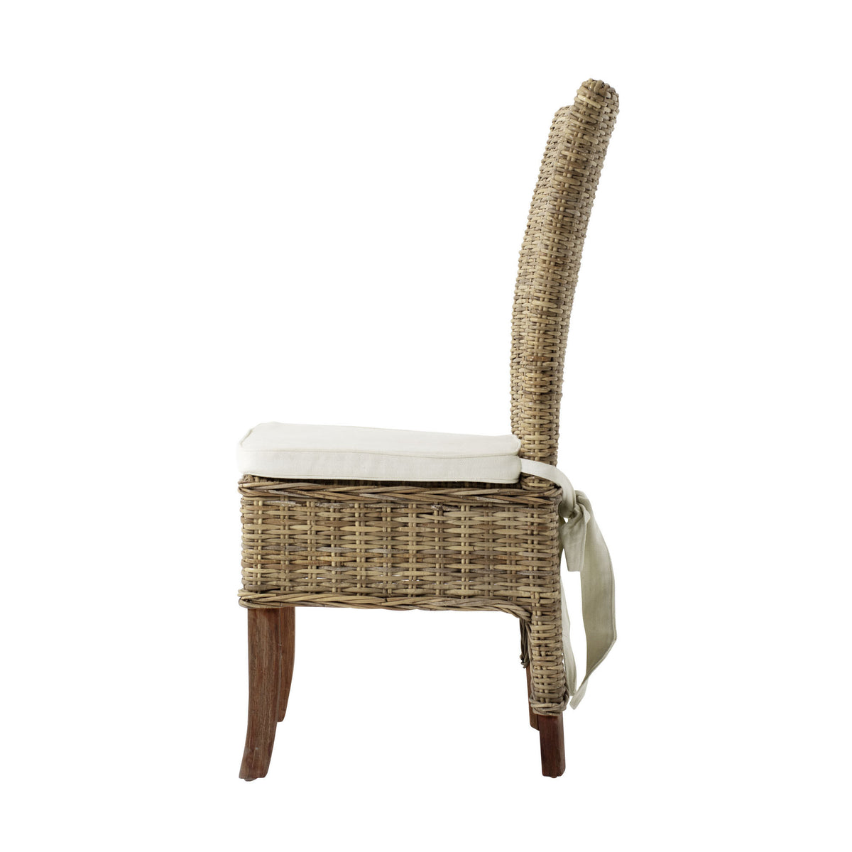 Set of Two Cream And Natural Rattan Dining Parsons Chairs - Qty 6