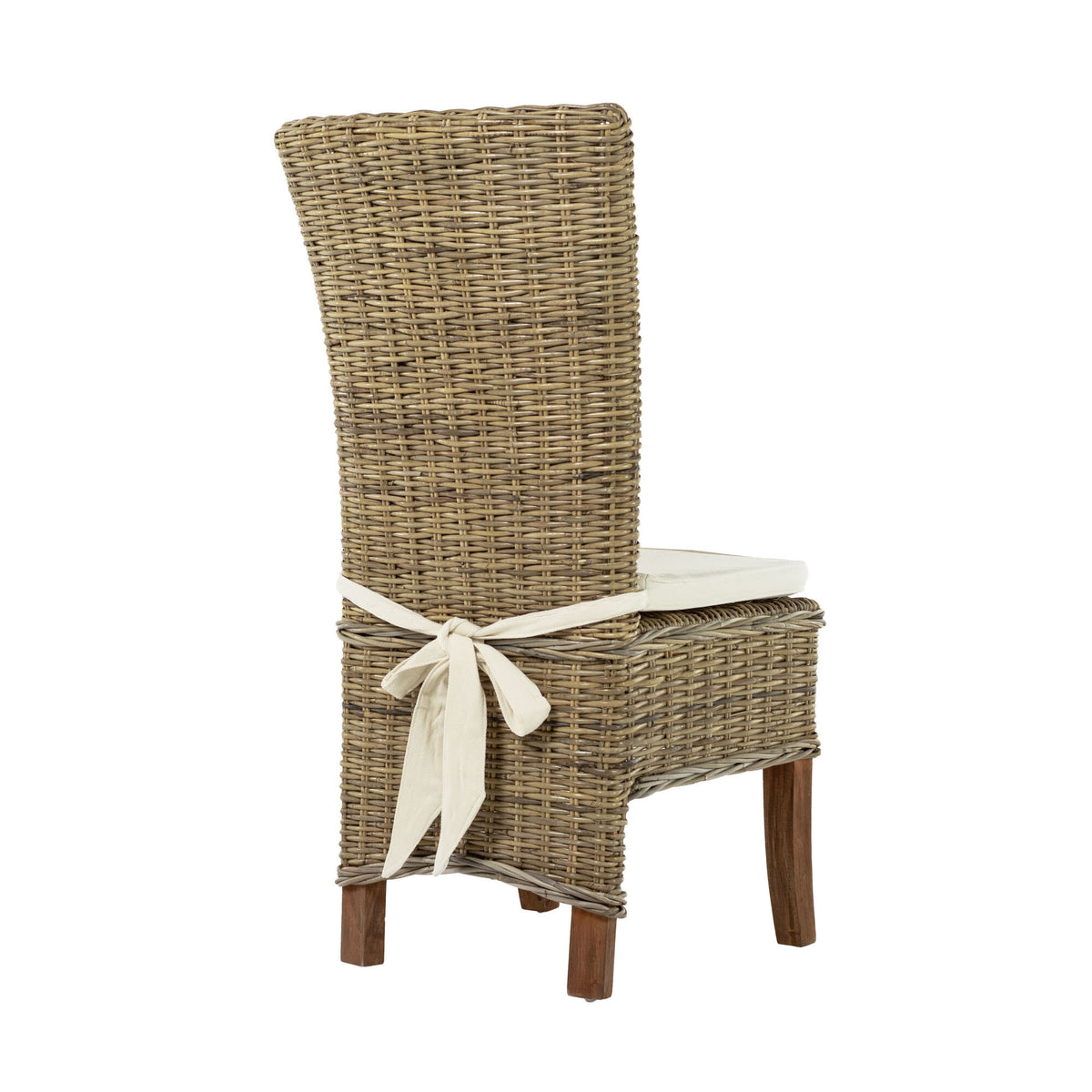 Set of Two Cream And Natural Rattan Dining Parsons Chairs - Qty 6