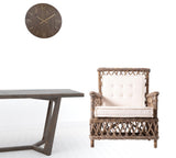 Set of Two Natural Lattice Wicker Arm Chairs with Seat Cushions