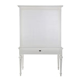 47" White Solid Wood Computer Desk With Hutch With Two Drawers