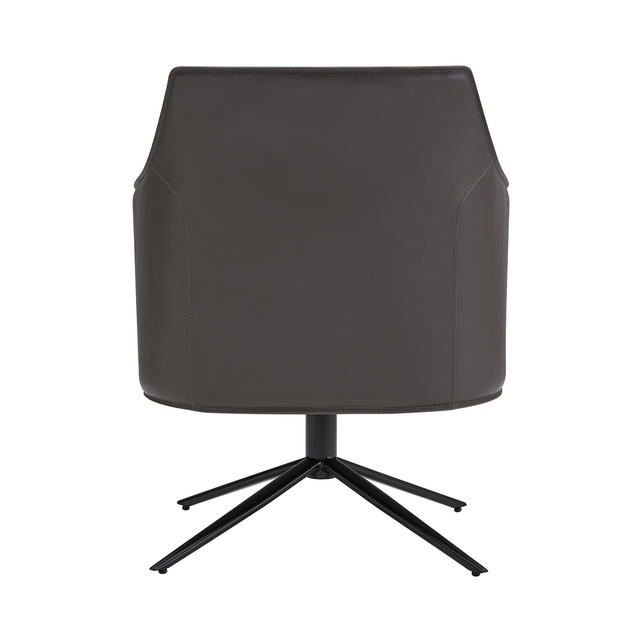 26" Gray And Black Faux Leather Swivel Lounge Chair