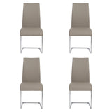 Set of Four Beige Faux Faux Leather Long Back Cantilever Chairs