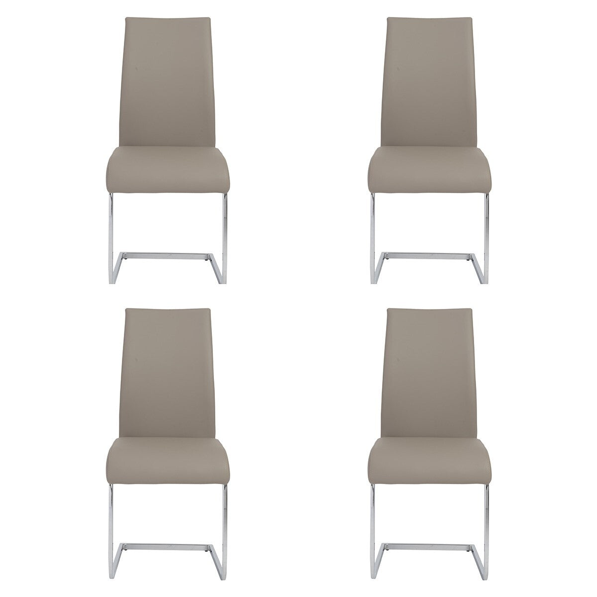 Set of Four Beige Faux Faux Leather Long Back Cantilever Chairs