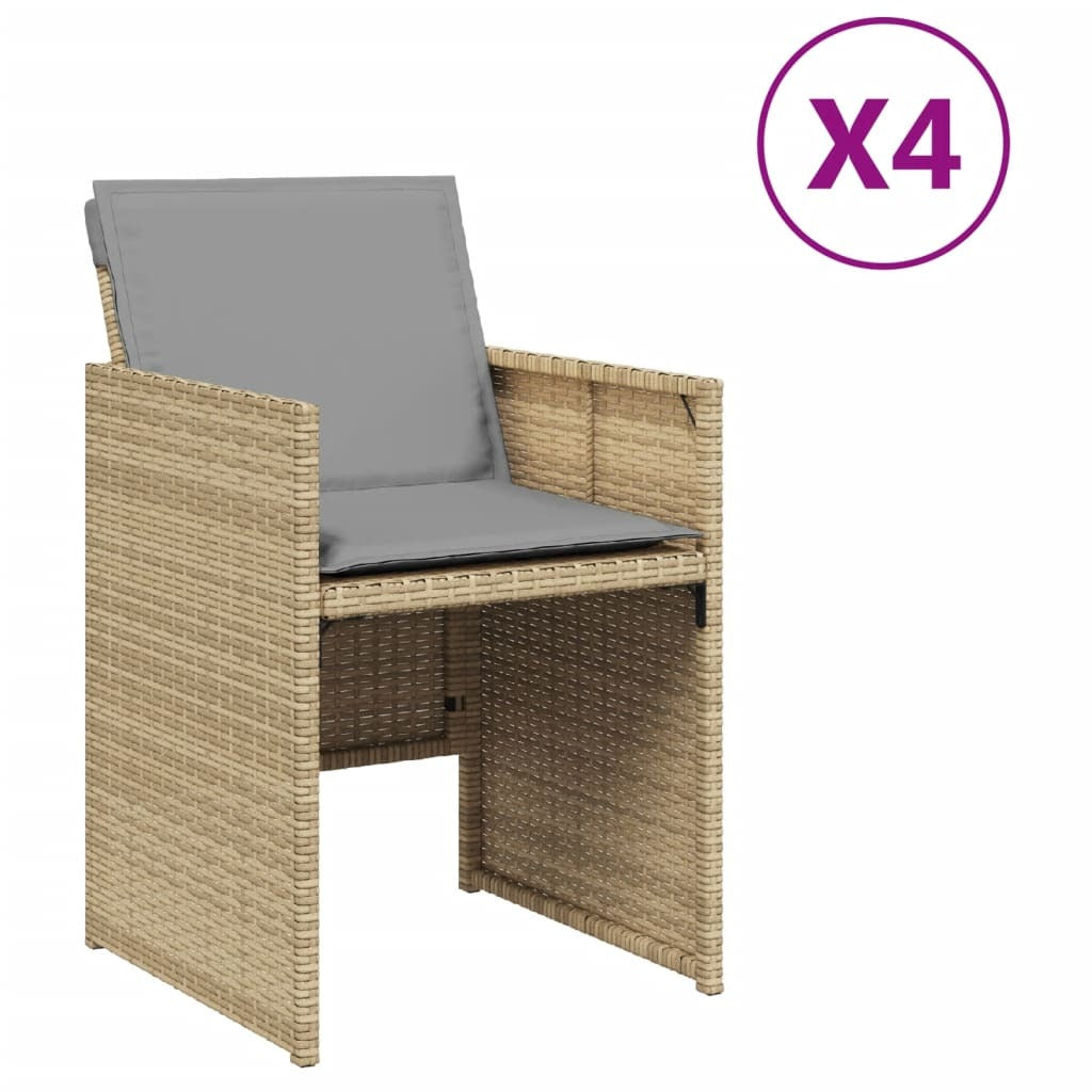 Patio Chairs with Cushions 4 pcs Mix Beige Poly Rattan