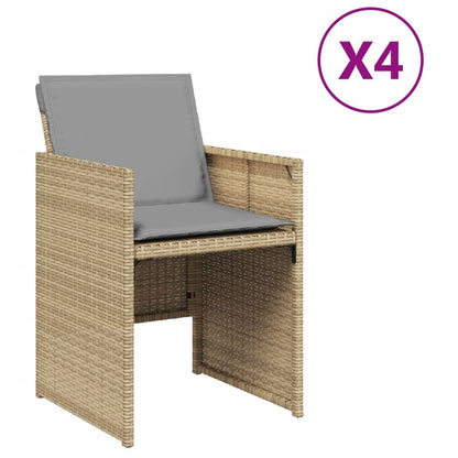 Patio Chairs with Cushions 4 pcs Mix Beige Poly Rattan