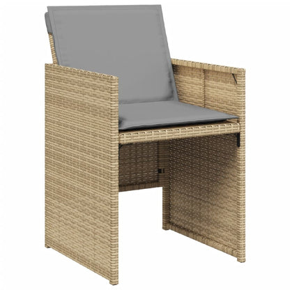 Patio Chairs with Cushions 4 pcs Mix Beige Poly Rattan