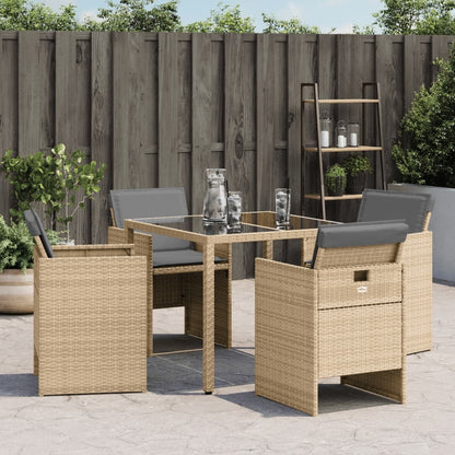 Patio Chairs with Cushions 4 pcs Mix Beige Poly Rattan