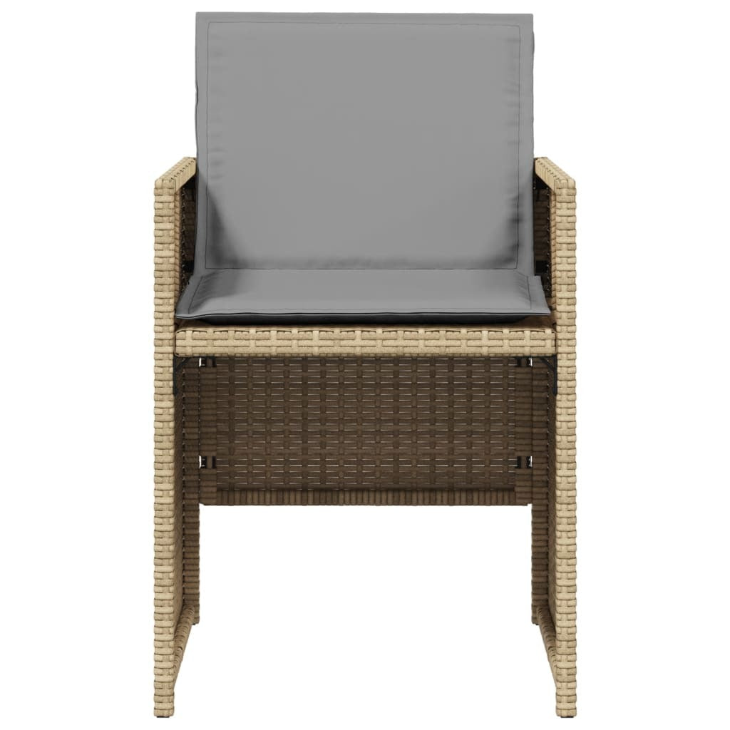 Patio Chairs with Cushions 4 pcs Mix Beige Poly Rattan