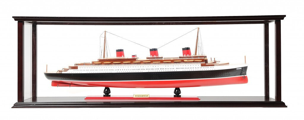 15" Black and Red Normandie Large Hand Painted Decorative Boat with Case