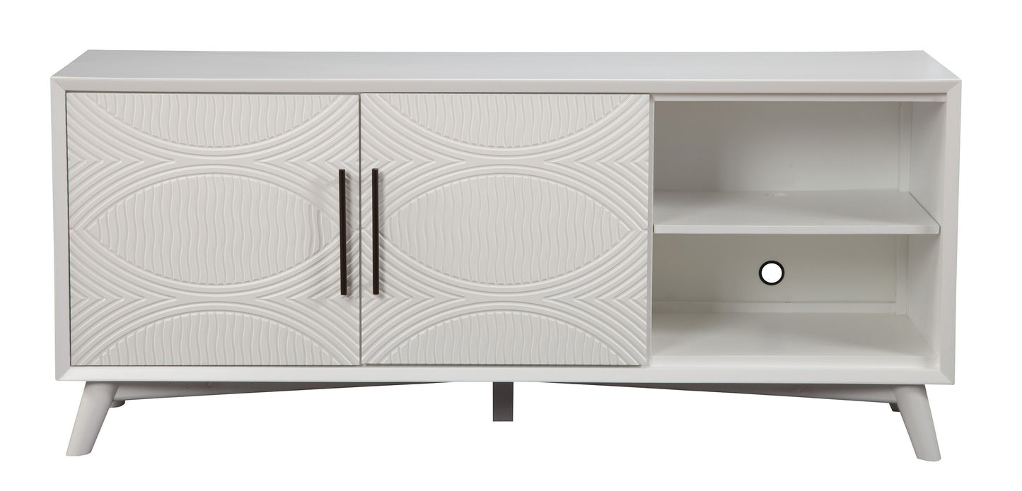 64" White Pine Solid Wood Open Shelving TV Stand