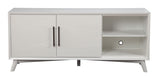 64" White Pine Solid Wood Open Shelving TV Stand