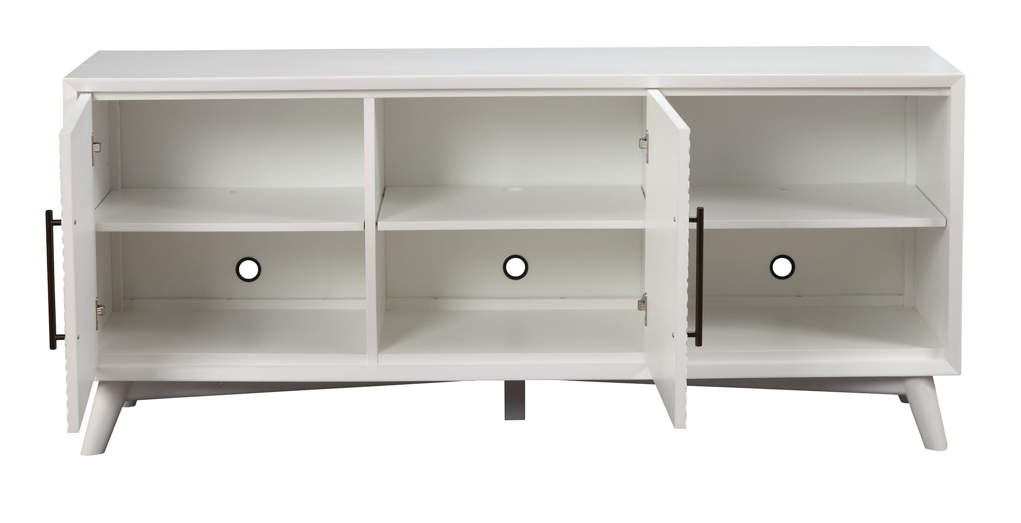64" White Pine Solid Wood Open Shelving TV Stand