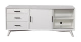 64" White Mahogany Solids Okoume And Veneer Open Shelving TV Stand