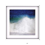 Gorgeous Waves Abstract Crashing Blue Ocean White Picture Frame Print Wall Art