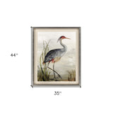 Grey Heron Framed Art Silver Picture Frame Print Wall Art