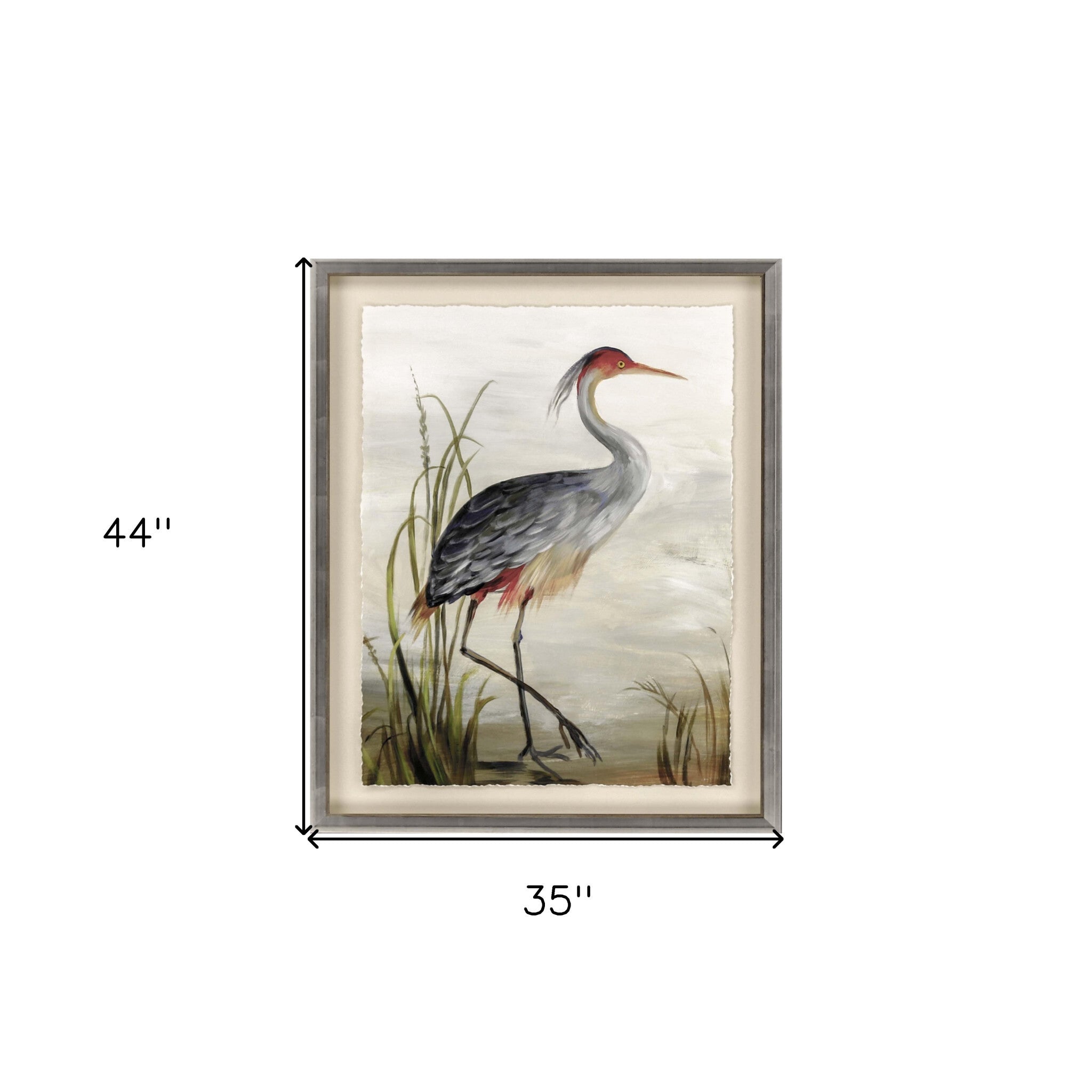 Grey Heron Framed Art Silver Picture Frame Print Wall Art