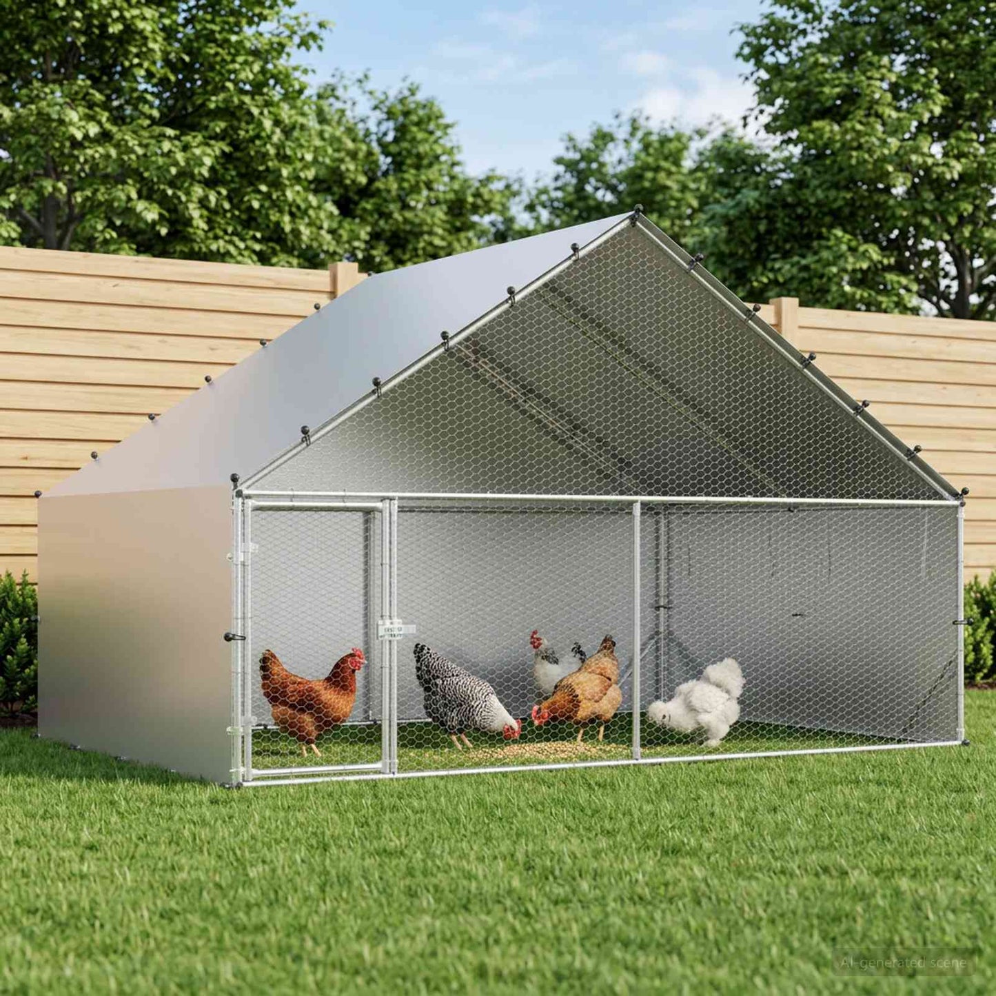 Chicken Coop with Roof Silver 118.11 x 78.74 x 74.80 in