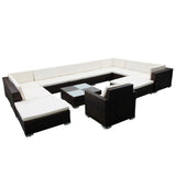 12 Piece Patio Lounge Set with Cushions Poly Rattan Black