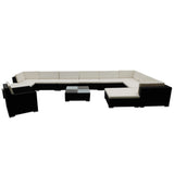 12 Piece Patio Lounge Set with Cushions Poly Rattan Black