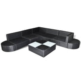 8 Piece Patio Lounge Set with Cushions Poly Rattan Black