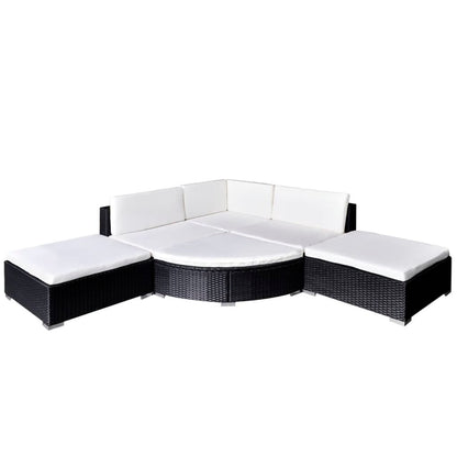 6 Piece Patio Lounge Set with Cushions Poly Rattan Black