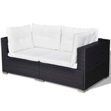 5 Piece Patio Lounge Set with Cushions Poly Rattan Black