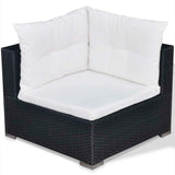 5 Piece Patio Lounge Set with Cushions Poly Rattan Black