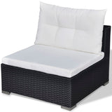 5 Piece Patio Lounge Set with Cushions Poly Rattan Black