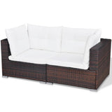 10 Piece Patio Lounge Set with Cushions Poly Rattan Brown