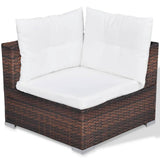 10 Piece Patio Lounge Set with Cushions Poly Rattan Brown