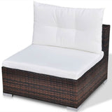 10 Piece Patio Lounge Set with Cushions Poly Rattan Brown