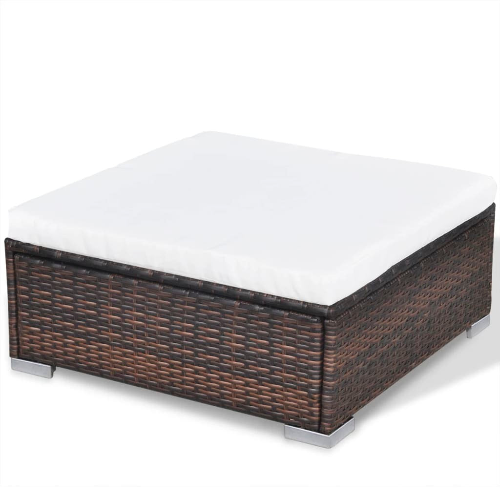 10 Piece Patio Lounge Set with Cushions Poly Rattan Brown