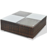 10 Piece Patio Lounge Set with Cushions Poly Rattan Brown