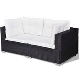 10 Piece Patio Lounge Set with Cushions Poly Rattan Black