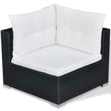 10 Piece Patio Lounge Set with Cushions Poly Rattan Black